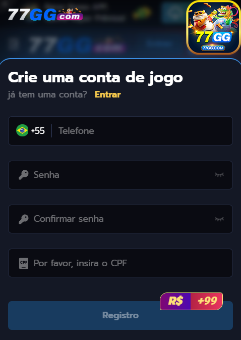Cadastro competitivo e competitivo na 77gg.com